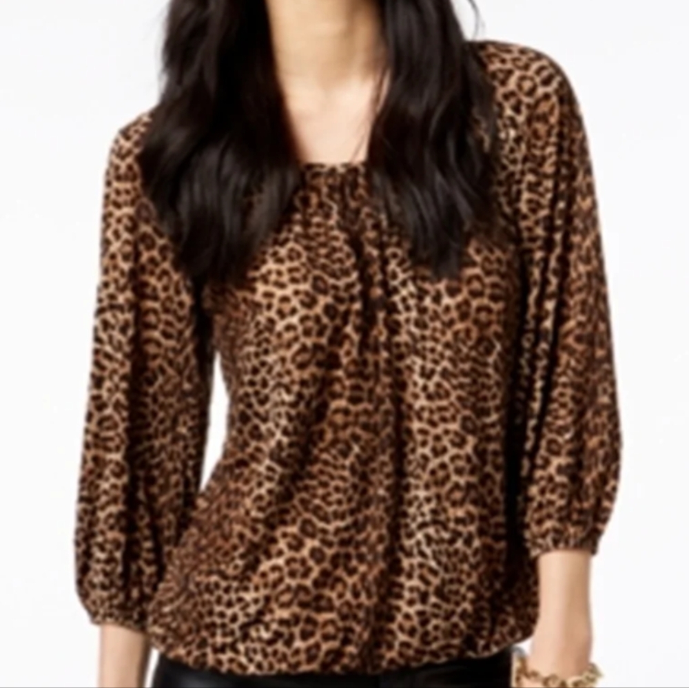 Michael kors size small leapord print long sleeve blouse